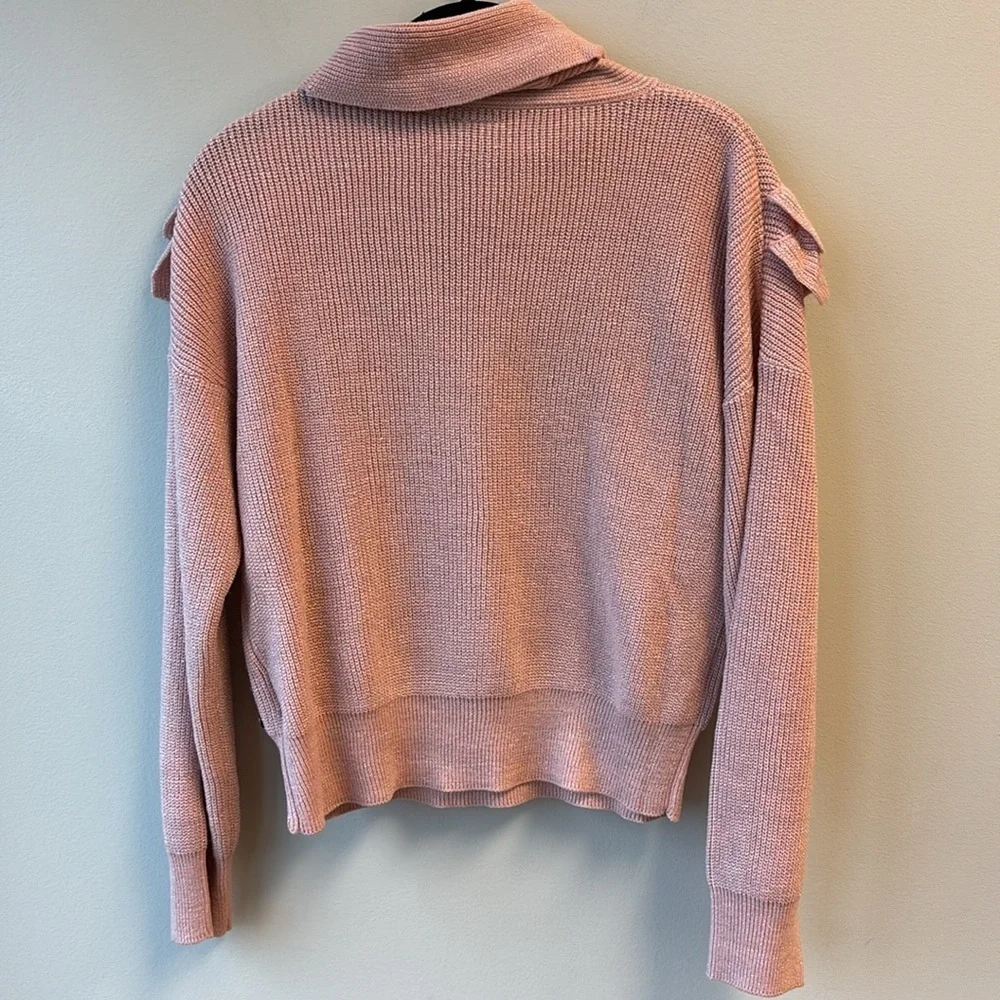 Beckaro M Pink Ruffled Turtleneck Sweater